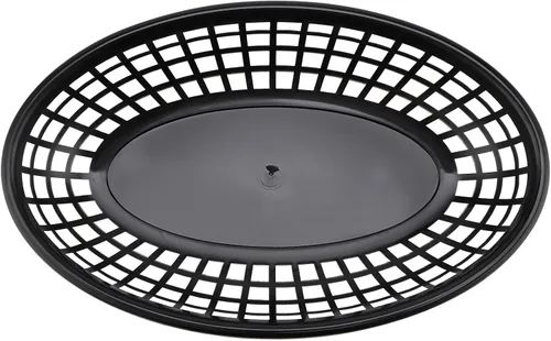 Miniatura 5 de Paquete de 40 cestas de plástico negro de 8.9 x 5.7 x 1.6 pulgadas, cestas para servir restaurantes, bandeja ovalada de comida rápida para picnic