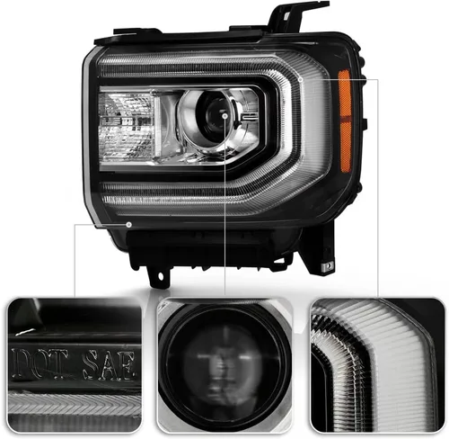 Miniatura 4 de ACANII - Para [modelo HID/Xenon] 2016 2017 2018 GMC Sierra 1500 LED DRL proyector faro reemplazo - Conductor