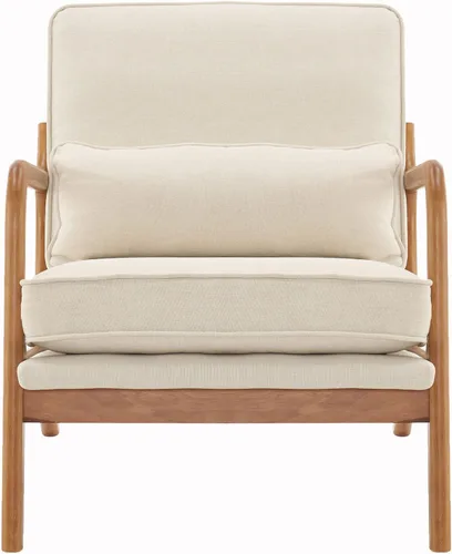 Miniatura 6 de Silla de ocio con reposabrazos y patas de madera maciza, silla de sala de estar moderna de mediados de siglo, sofá individual, para sala de estar