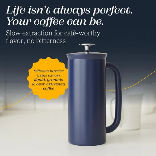 Miniatura 6 de ESPRO Pro P7 French Press Acero inoxidable 304 – Cafetera de prensa francesa patentada de doble pared con aislamiento de microfiltro, sin arena
