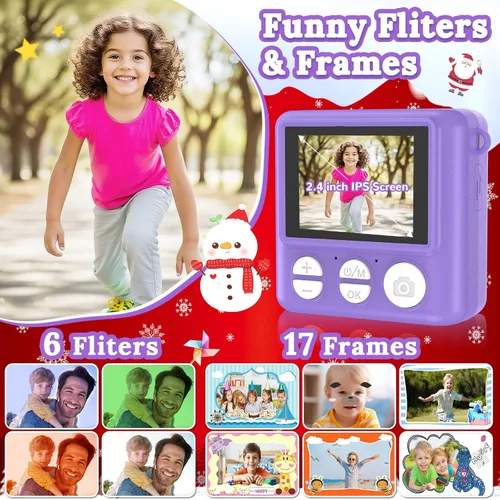 Miniatura 4 de Cámara para niños con impresión instantánea, grabadora de video digital HD 1080P con tarjeta SD de 32 GB, regalos de Navidad y cumpleaños para niños