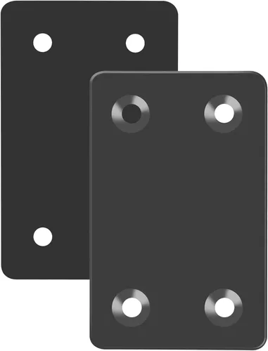 Miniatura 2 de Paquete de 20 soportes rectos planos de acero inoxidable negro de 0.06 pulgadas de grosor, placas rectas planas de metal de fijación de esquina, 2.4