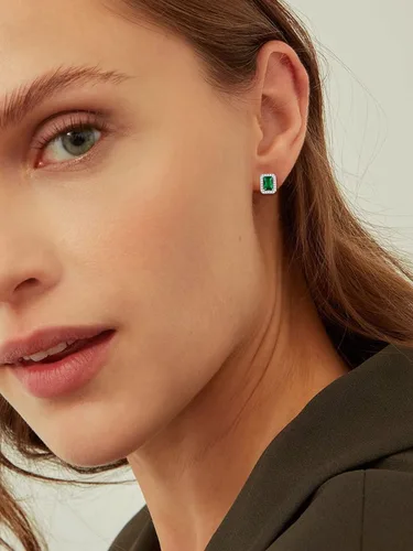 Miniatura 2 de ChicSilver Aretes de plata de ley 925 con forma de corazón, redondo, pera, esmeralda y piedra natal para mujer, joyería de cumpleaños