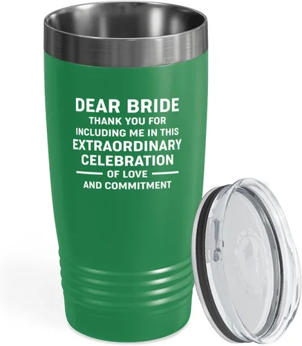 Bride Gift from Officiant Tumbler 20oz Green -Celebration - Bridal Shower Bride To Be Bachelorette Party Newlywed Wedding Officiant Brother