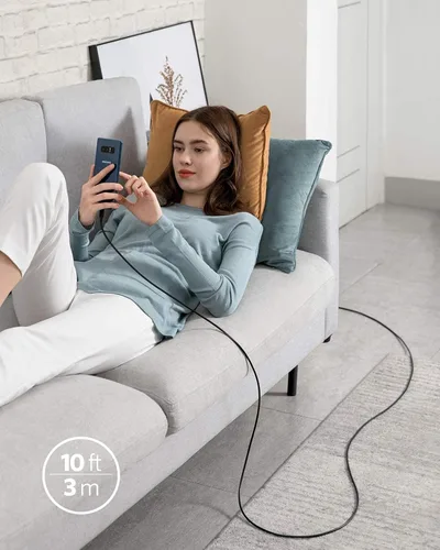 Miniatura 6 de PD - Cable de carga rápida de 10 pies de largo, cable USB-C de alimentación (tipo C a tipo C), sincronización compatible con Samsung Galaxy S21 S22