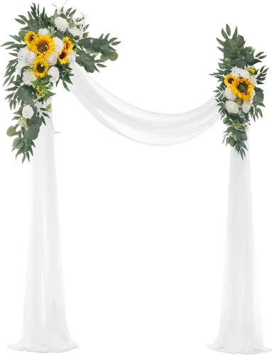 Miniatura 14 de Floroom Kit de Flores de Arco con Cortinas (Paquete de 4) - 2 piezas de Guirnalda Floral Artificial Rosa Rubor con 2 piezas de Tela Drapeada