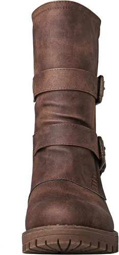 Miniatura 4 de GLOBALWIN Botas militares con cordones a media pantorrilla, para motocicleta, para festivales de moda, para mujer