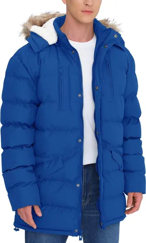 Miniatura 6 de Abrigos largos de invierno para hombre, cálidos, resistentes al agua, inflados, con capucha, cortavientos, aislados, chaquetas acolchadas