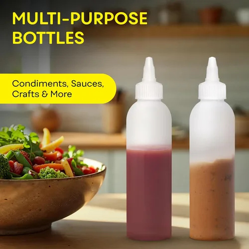 Miniatura 4 de BRIGHTFROM Botellas exprimibles para condimentos, botella vacía de 6 onzas, a prueba de fugas, ideal para salsa de tomate, mostaza, jarabe, salsas