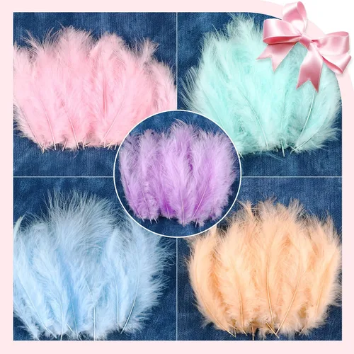 Miniatura 3 de Yingzhao 300 plumas esponjosas de marabú de pavo de 4 a 6 pulgadas para manualidades, atrapasueños con flecos, decoración de boda, atado de moscas