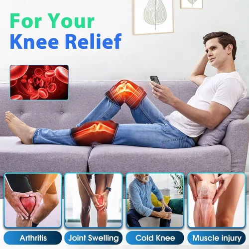 Miniatura 4 de Masajeador de rodilla con calor y vibración, almohadilla térmica para aliviar el dolor de rodilla, almohadilla térmica para dolor de piernas