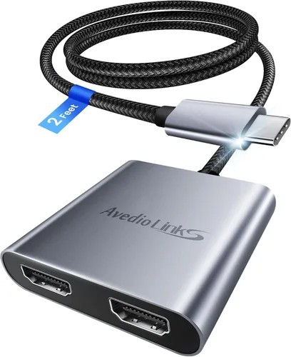 avedio links Adaptador USB C a HDMI dual 4K a 60 HZ, divisor tipo C a HDMI para monitores duales, pantalla extendida, compatible con USB C 3.0/3.1,