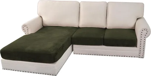 Miniatura 133 de H.VERSAILTEX - Funda de terciopelo elástica y afelpada para protección de cojines de sofá biplaza, silla o sofá, 2 piezas, tamaño grande, color gris