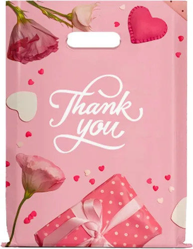 Miniatura 4 de 50 bolsas de plástico para mercancías de 11.7 x 15.7 pulgadas con asa troquelada, bolsas de compras y regalo para pequeñas empresas, manualidades