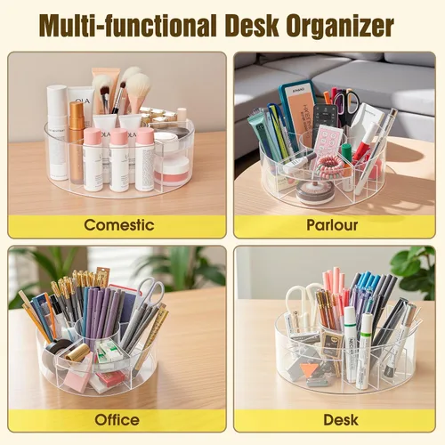 Miniatura 4 de Lonian Organizador de maquillaje giratorio de 360°, almacenamiento cosmético acrílico ajustable, organizadores de cosméticos y soporte de maquillaje