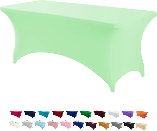 Miniatura 28 de Peomeise - Funda de mesa de elastano de 4 pies, mantel rectangular elástico de elastano (verde manzana, 4 pies)