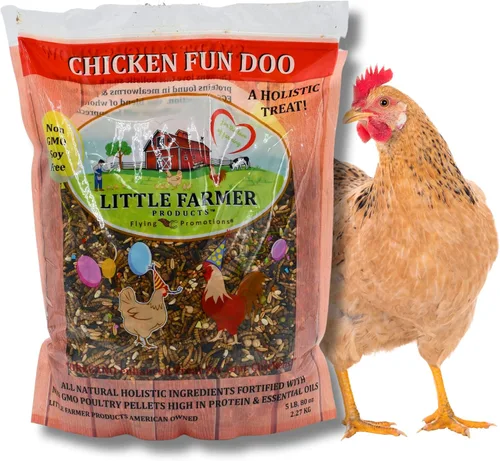 Miniatura 8 de LITTLE FARMER PRODUCTS Chicken Fun-DOO - Golosina de pollo sin OMG, sin soja, mezcla de gusanos de harina de aves de corral, verduras y hierbas