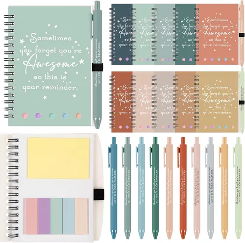 Miniatura 13 de Chuangdi 20 juegos de regalos de fin de año para profesores, cuaderno inspirador con bloc de notas adhesivas, bolígrafo de bambú, regalos