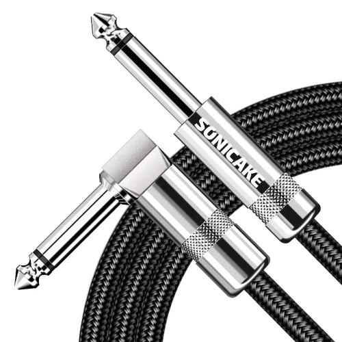 SONICAKE Cable de guitarra de 10 pies para guitarra, bajo, guitarra eléctrica, instrumento de mandolina eléctrica, amplificador de audio, ángulo