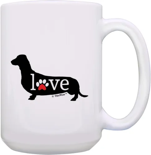 Miniatura 8 de ThisWear Dachshund Gift Love Dog Paw Prints Doxie Breed Weiner Dog Gift Taza de café Taza de té blanca