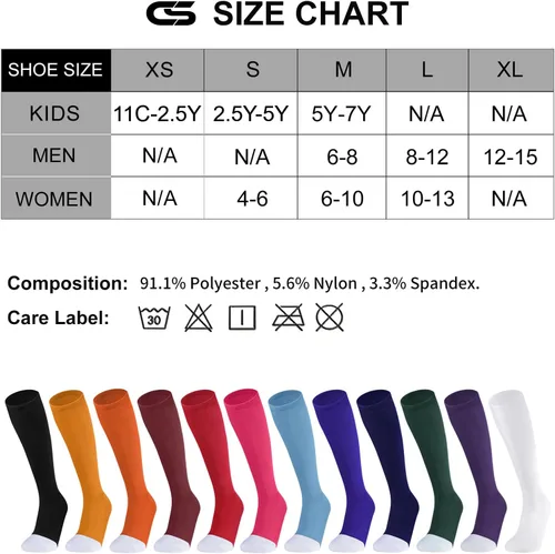 Miniatura 2 de CS CELERSPORT Paquete de 23 calcetines de béisbol y sóftbol para jóvenes y adultos, calcetines de tubo multideporte