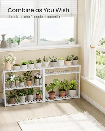 Miniatura 4 de SONGMICS Estantería de bambú para baño, con 3 niveles ajustables para plantas, de montaje en pared o de pie, para la sala de estar, balcón, cocina