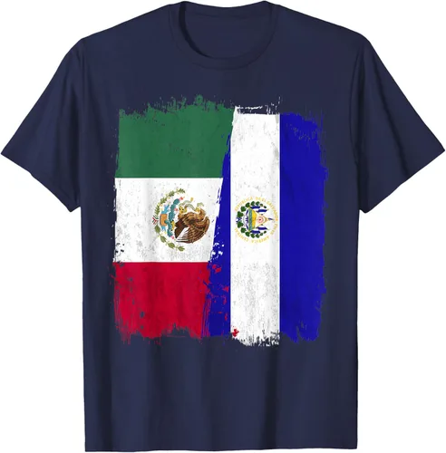 Miniatura 73 de Camiseta con la bandera mexicana de El Salvador con la mitad de la bandera mexicana de El Salvador