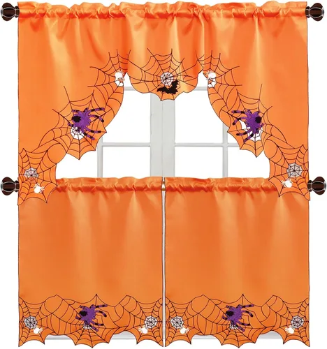 Miniatura 10 de Grelucgo Juego de cortinas bordadas para ventana de cocina (corazón)