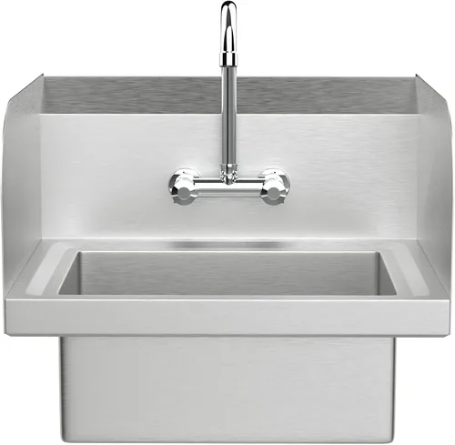Miniatura 9 de Bonnlo Fregadero de acero inoxidable mejorado para lavado a mano con protector de salpicaduras lateral, fregadero utilitario de montaje en pared