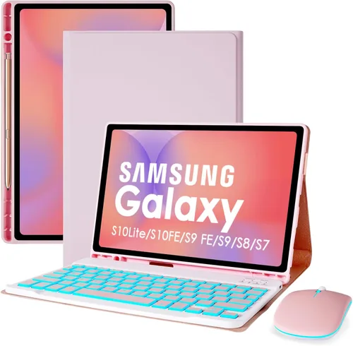 Miniatura 11 de LAMA Funda con teclado retroiluminado con mouse para Samsung Galaxy Tab S10 Lite/S10 FE/S9 FE de 10.9 pulgadas, funda delgada con teclado y mouse