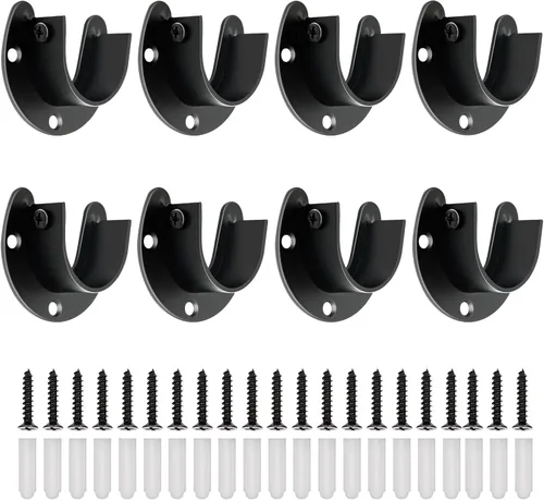 Miniatura 9 de Paquete de 6 soportes para barra de armario, 1-1/4 soportes para barra de armario, soportes de poste de acero inoxidable, soporte para barra