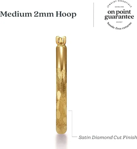 Miniatura 4 de Aretes de aro de tubo de 14 K de 0.18 pulgadas, corte de diamante