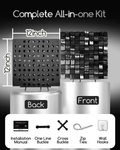 Miniatura 2 de COKAOBE ProBlack Series - Fondo de pared brillante de 48 piezas, panel de fondo cuadrado negro con lentejuelas, diseño negro que no se transparenta