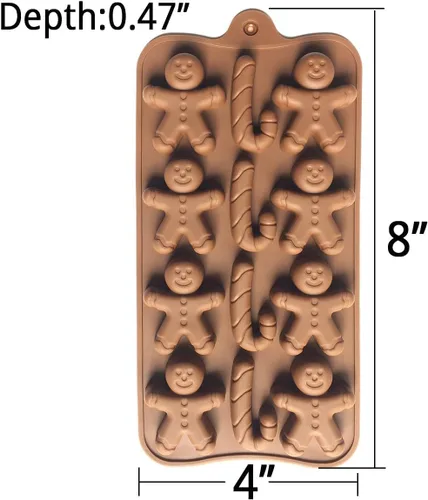 Miniatura 2 de Molde de silicona para chocolate con forma de bastón de jengibre para hombre, 2 unidades-12 cavidades, molde de silicona de Navidad para hornear