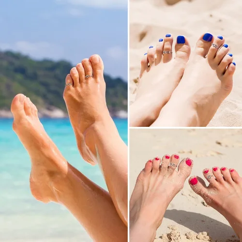 Miniatura 2 de MUSECLOUD Anillos de dedo del pie para mujer, plata de ley 925, anillos de cola de margarita, juego de joyas de pie de playa, anillo de nudillos