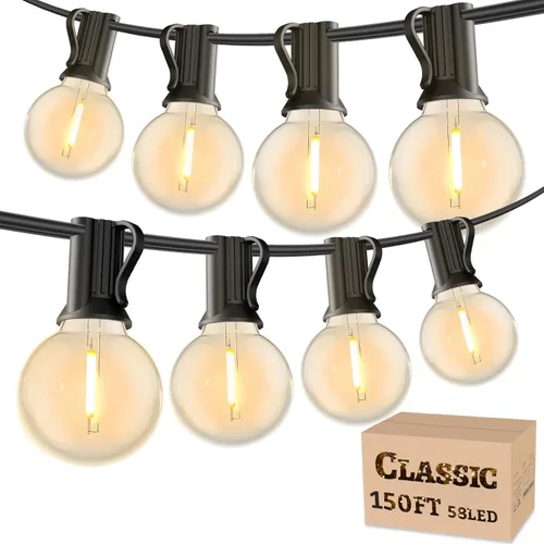 Miniatura 14 de RTTY Luces de Cadena para Exteriores de 25 pies, Luces Globo LED G40 para Patio con 13 Bombillas de Plástico, Irrompibles Impermeables Conectables