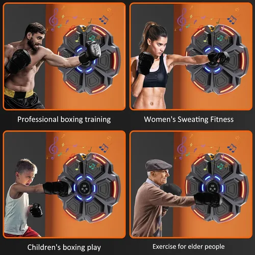 Miniatura 8 de Máquina de Boxeo con Música para Adultos - 9 Modos y 9 Velocidades, Máquina de Boxeo con Música Bluetooth con Guantes, Equipo de Entrenamiento
