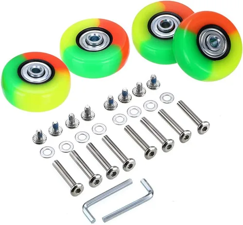 Miniatura 9 de OwnMy Juego de 4 ruedas de repuesto para maletas de equipaje, ruedas giratorias de goma de 1.969 x 0.709 in, kits de reparación (negro)