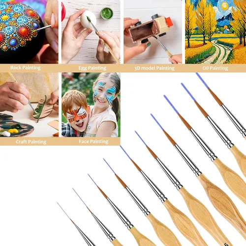 Miniatura 4 de Pinceles de pintura en miniatura, juego de 10 pinceles de pintura de detalles finos, pinceles pequeños para arte, manualidades, acrílico, acuarela
