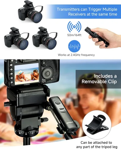 Miniatura 5 de Liberación remota del obturador de la cámara inalámbrica: [164 pies] Accesorios de control de radio para Canon Rebel T7 T6 T5 T8i T7i SL3 EOS R RP