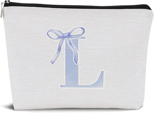 Miniatura 13 de Coquette - Bolsa de maquillaje con lazo, inicial K, regalos personalizados para chicas adolescentes, regalos con monograma lindos y modernos preppy