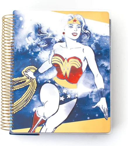 Miniatura 6 de Paper House Productions DC Comics Wonder Woman - Agenda de 12 meses sin fecha de 7.5 pulgadas con calcomanías de bandera de mes y evento, logotipo