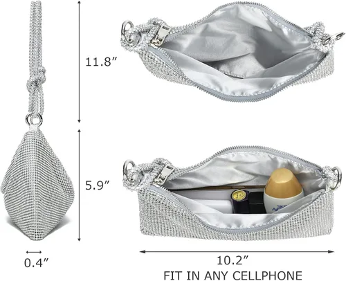Miniatura 6 de YIKOEE Bolso de mano de noche con diamantes de imitación con purpurina