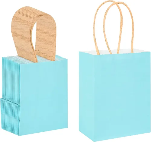 Miniatura 14 de DjinnGlory Paquete de 60 mini bolsas de regalo de papel morado con asas, 6.3 x 4.7 x 2.75 pulgadas, pequeñas bolsas de lavanda para cumpleaños