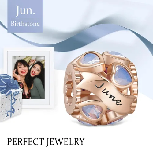 Miniatura 78 de Abalorio de plata de ley 925 con piedra natal de Ningan, abalorio de corazón para pulseras y collares, regalo de cumpleaños para mujeres y niñas