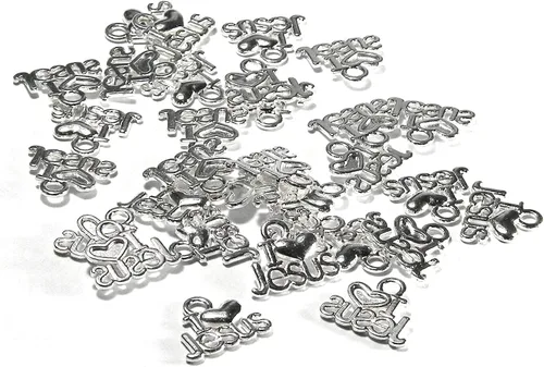 Miniatura 3 de 30 dijes de joyería cristiana I Love Jesus con base de estaño chapado en corazón (chapado en bronce antiguo)