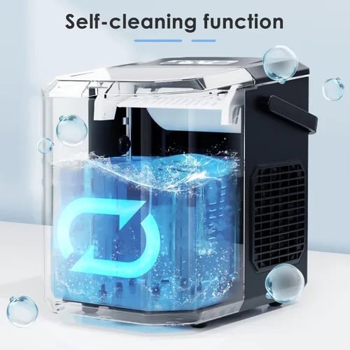 Miniatura 4 de Xbeauty Máquina de hielo para encimera, máquina de hielo portátil con autolimpieza, 26 libras/24 horas, 9 cubitos de hielo/8 minutos, cuchara