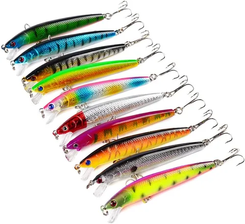 10 señuelos de pesca Minnow Crankbaits, cebos duros de pesca, señuelos Minnow señuelos Topwater señuelos cebos