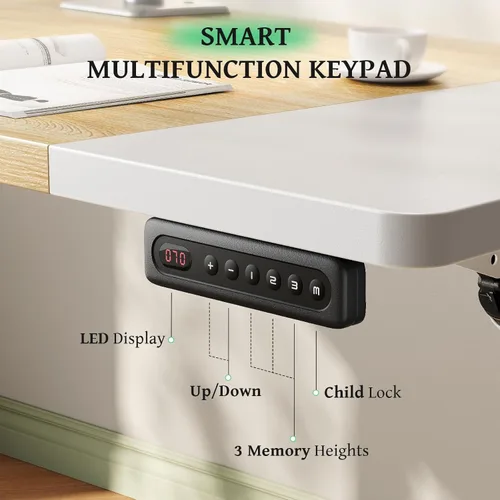 Miniatura 8 de SIAGO - Escritorio eléctrico de pie ajustable de 48 x 24 pulgadas, para estar sentado o de pie, con gestión de cables - Mesa ajustable en altura