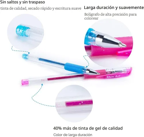 Miniatura 3 de Bolígrafo de gel con brillo con punta fina, con 40% más de tinta, para libros para colorear de adultos, dibujar y garabatear (24 colores)